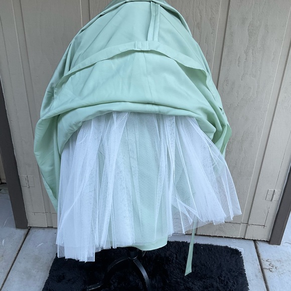 Maxi prom gown dress Couture Collection halter neck tiered bussled mint green 14 - Picture 9 of 15